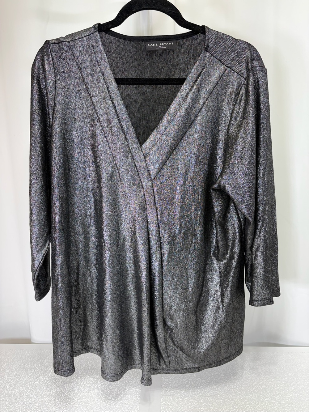 Lane Bryant Charcoal Metallic Wrap-Front Tunic 3957